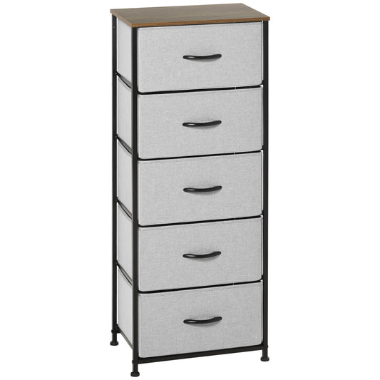 Chest of Drawers 8 Removable Fabric Drawers, Wood and Steel Industrial Style, 45x30x116cm