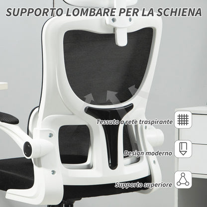 Adjustable and Reclining Office Chair with Removable Headrest, Mesh Fabric, 60x59x114-122 cm, Black