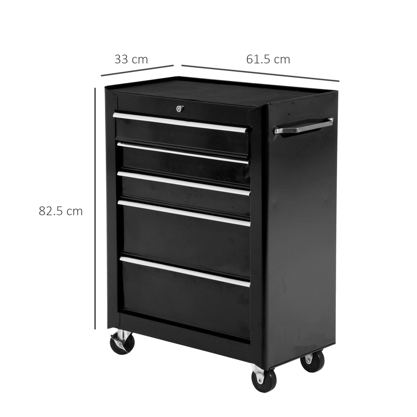 Black Multi-Use Garage Trolley | Board of Utensils For Mechanics | 61.5x33x85cm