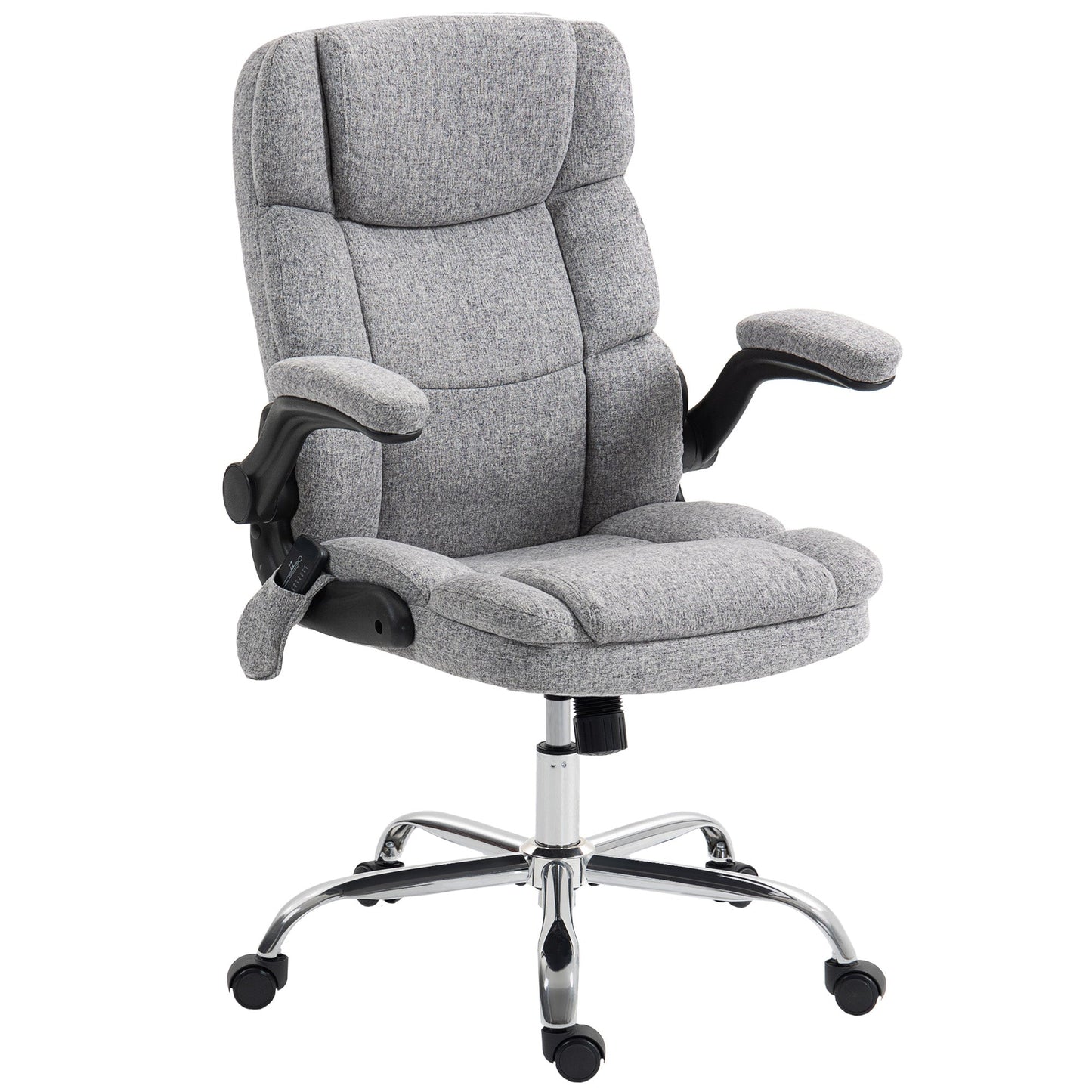 4-Point Massage Office Chair with Heater and Flip-Up Armrests, Grey