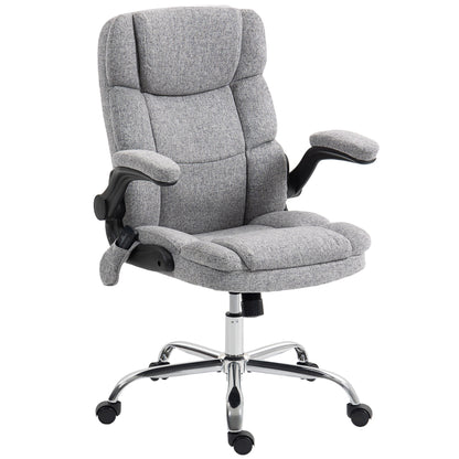 4-Point Massage Office Chair with Heater and Flip-Up Armrests, Grey