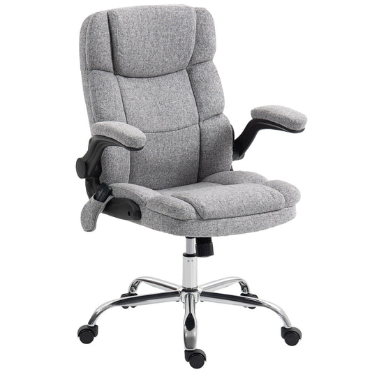 4-Point Massage Office Chair with Heater and Flip-Up Armrests, Grey