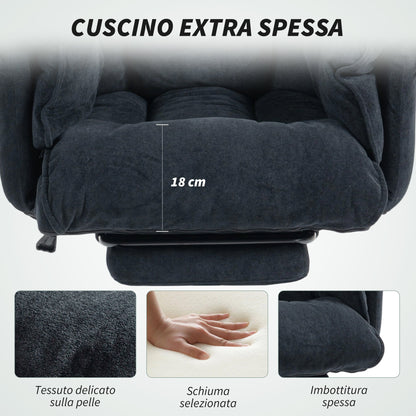 Reclining Office Chair with Footrest, High Back, Adjustable Height and Wheels, Black