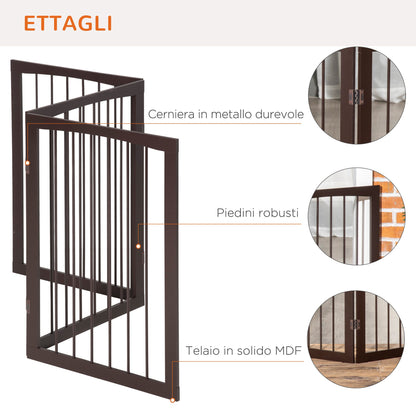 Portable 3 Section Dog Gate Pet Gate Foldable Safety Divider, 160x1.2x76cm, Brown