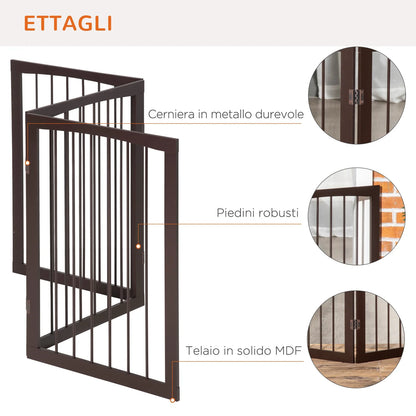 Foldable Wooden Pet Safety Gate – 3‑Panel Dog Barrier Fence, 160 × 76 cm, Brown
