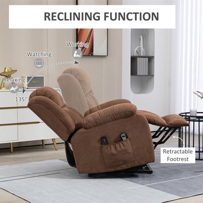 Lift Relax Chair with Remote Control, Massaging and Reclining in Fabric, Brown