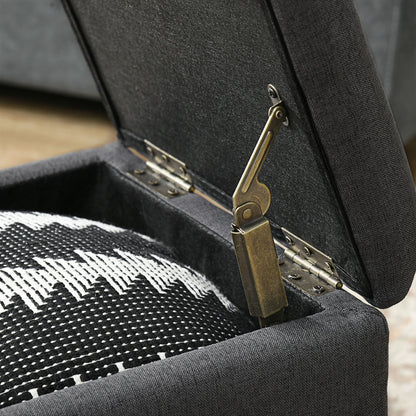 Soft Teddy Fabric Padded Storage Pouf for Living Room and Bedroom, 39x39x39cm, Grey