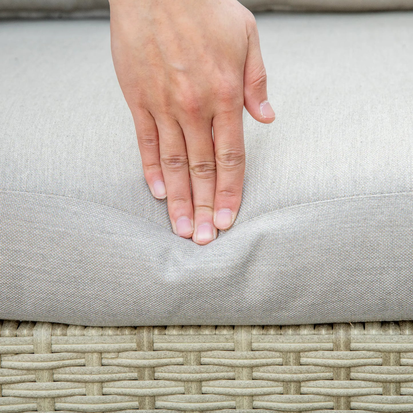 ALPI - 7 Piece Modular PE Rattan Garden Lounge Set with Cushions, Beige