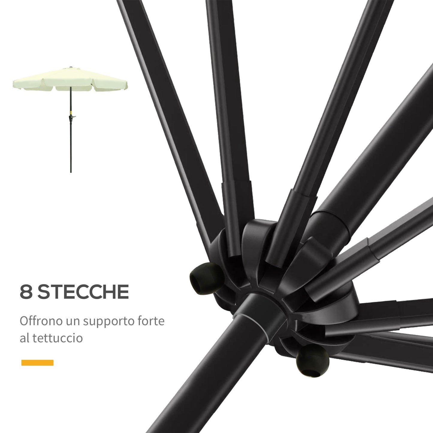 Garden and Terrace Umbrella Ø2.7x2.5 m Round with Tilting Head and UV 50+ Resistant, Beige