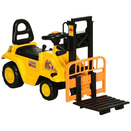 Pedal Tractor for Children 3-4 Years with Forklift and Storage Space, 86x27.5x47.5 cm, Yellow and Black