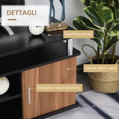 TV Stand Up to 55" with Cabinets and Shelves in Wood and Aluminum, 120x40x52.2cm