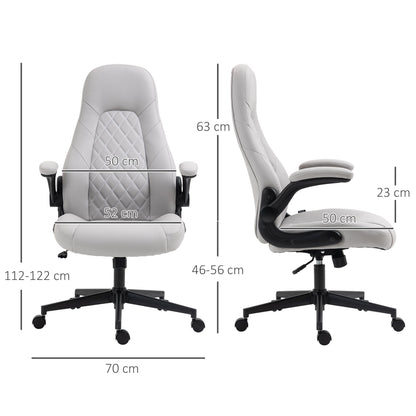 Ergonomic Office Chair with Folding Armrests and Adjustable Height, 67x70x112-122 cm, Grey