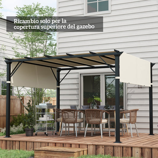 3x3m Polyester Pergola Gazebo Cover with Pockets and Straps, 488x122cm, Cream White