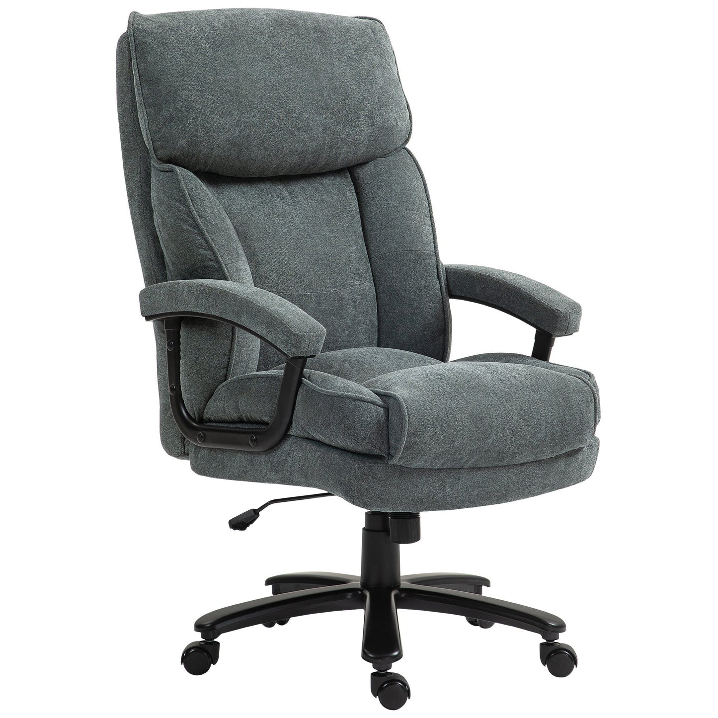 Reinforced Office Chair 200kg Capacity, Swivel and Tiltable in Velvet Fabric, Grey