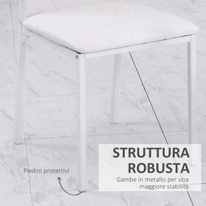 Set of 4 Upholstered Dining Chairs with Faux Leather Upholstery, 41x50x91cm - White