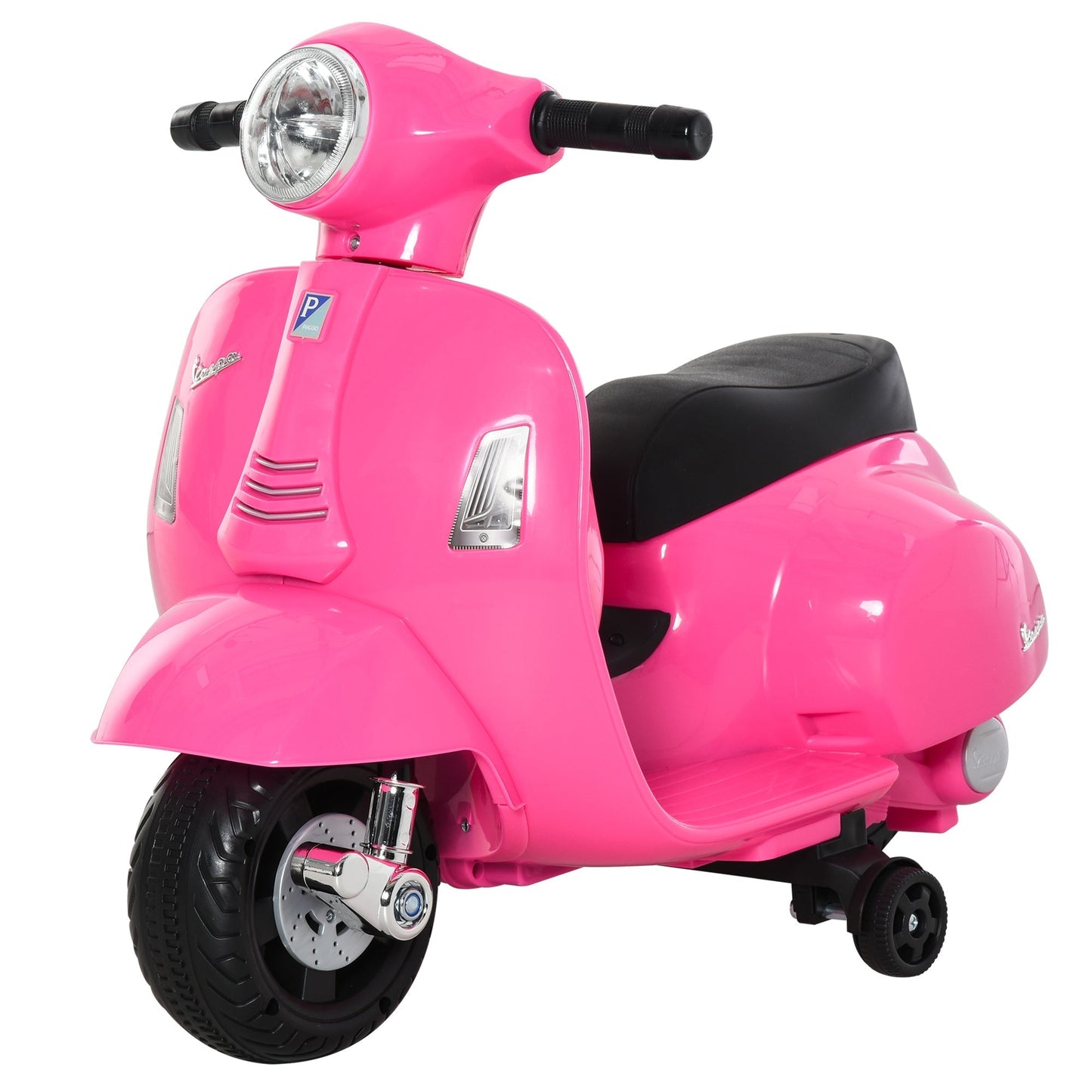 Officially Licensed 6V Kids Electric Scooter, Battery-Powered Electric Scooter for Children 18-36 Months with Headlights and Horn, 66.5x38x52cm, Pink