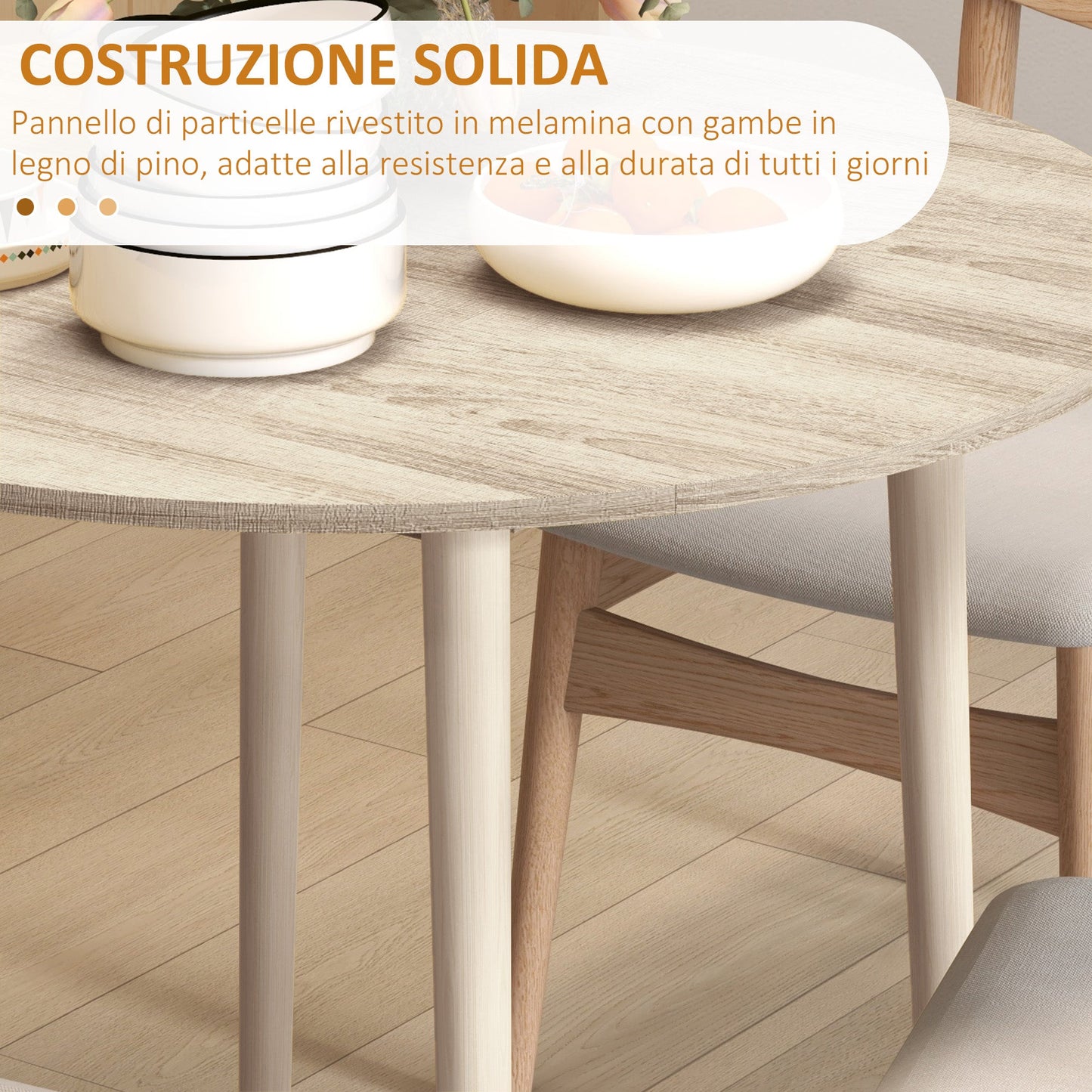 Modern Folding Drop-Leaf Table for Kitchen and Living Room, Chipboard, Ø89x73.5 cm
