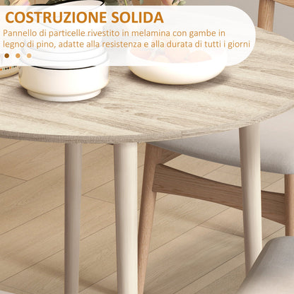 Modern Folding Drop-Leaf Table for Kitchen and Living Room, Chipboard, Ø89x73.5 cm