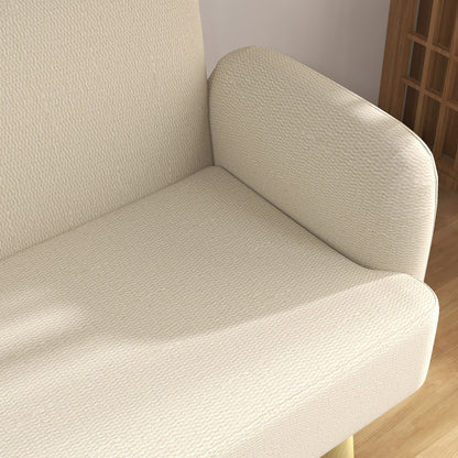 Modern 2-Seater Sofa Velvet Effect with Thick Padding, 140x74x79cm, Cream White