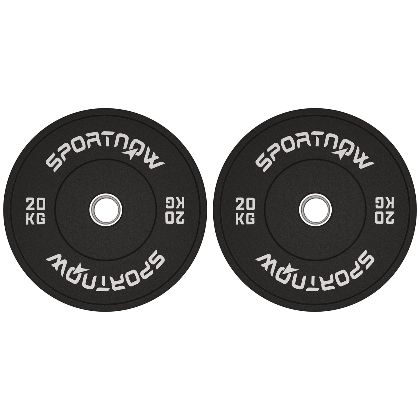 Set of 2 20kg Rubber Weight Discs with 2"/5 cm Hole for Dumbbells and Barbells, Black