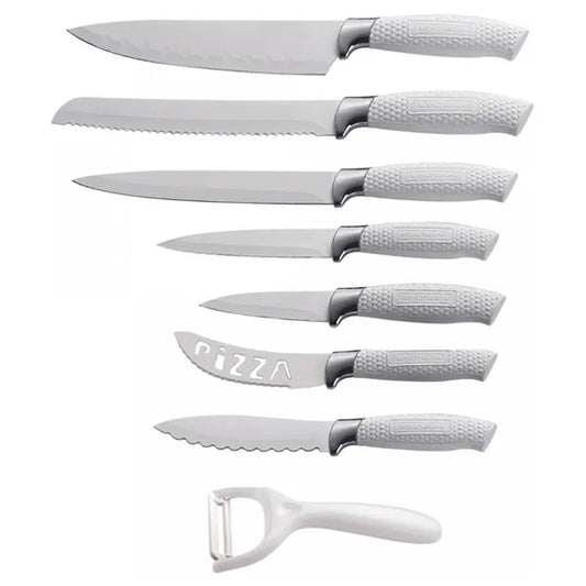 7pc Set Kitchen knife, Stainless-Steel, Non-Stick Coating, White, 3 Year Warranty