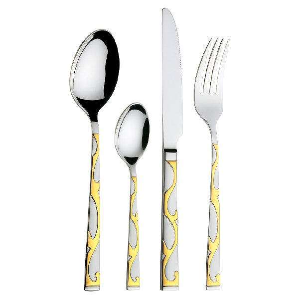 Royaltyline Silver/Gold Cutlery Set – 84 Pieces, Serves 12