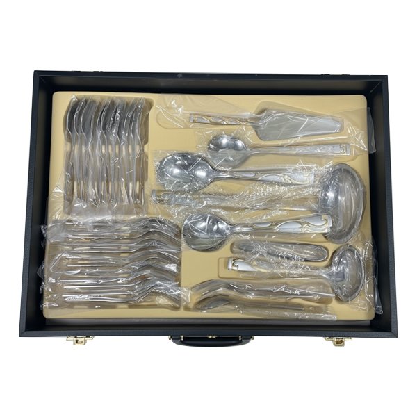 Royaltyline Silver/Gold Cutlery Set – 84 Pieces, Serves 12