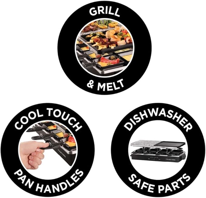 3 in 1, Party Grill, Multi Raclette, 1400W, Serves for 8*Persons, Black