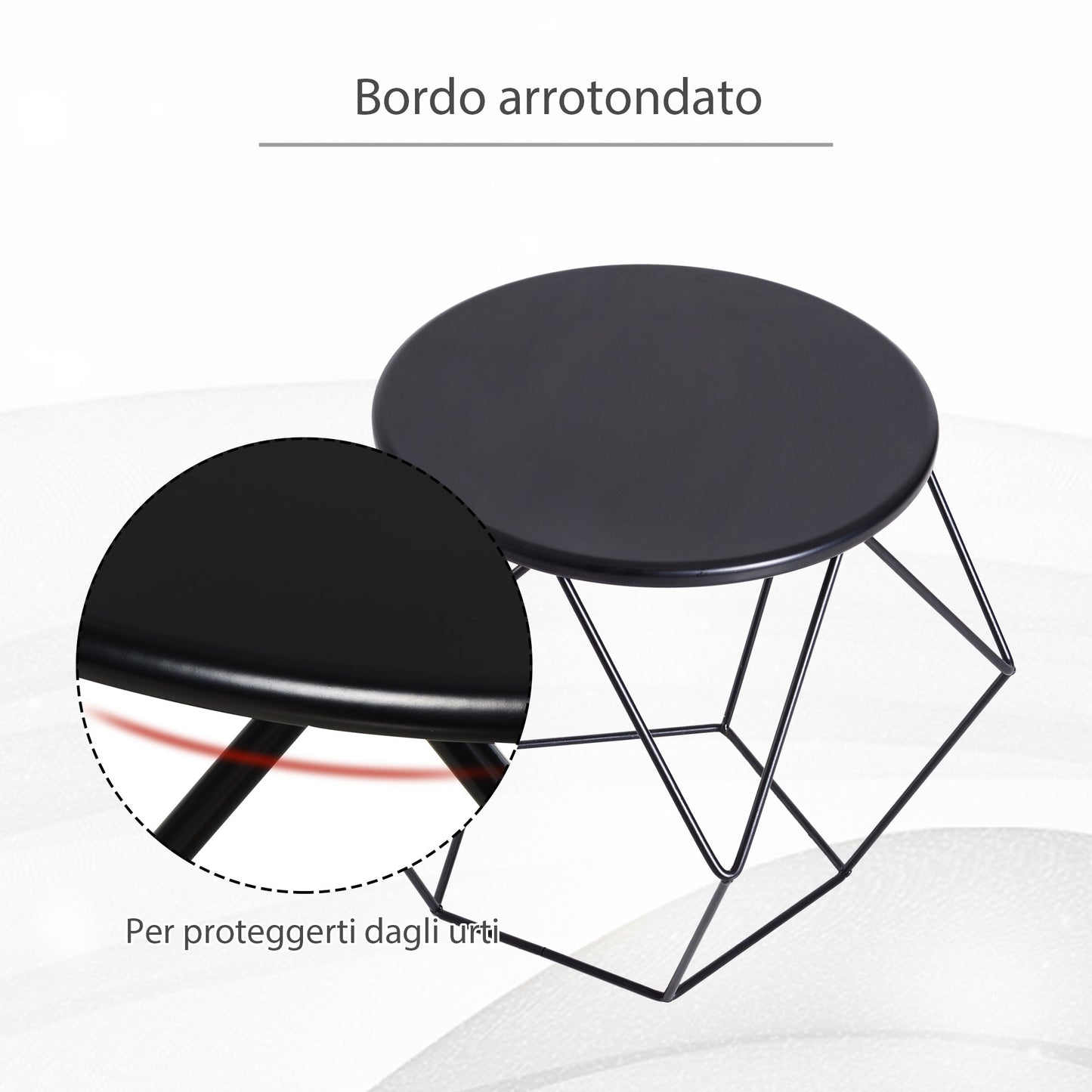 Coffee Table Living Room Nordic Minimalist Geometric Design Large Top, Steel, 54x54x44cm