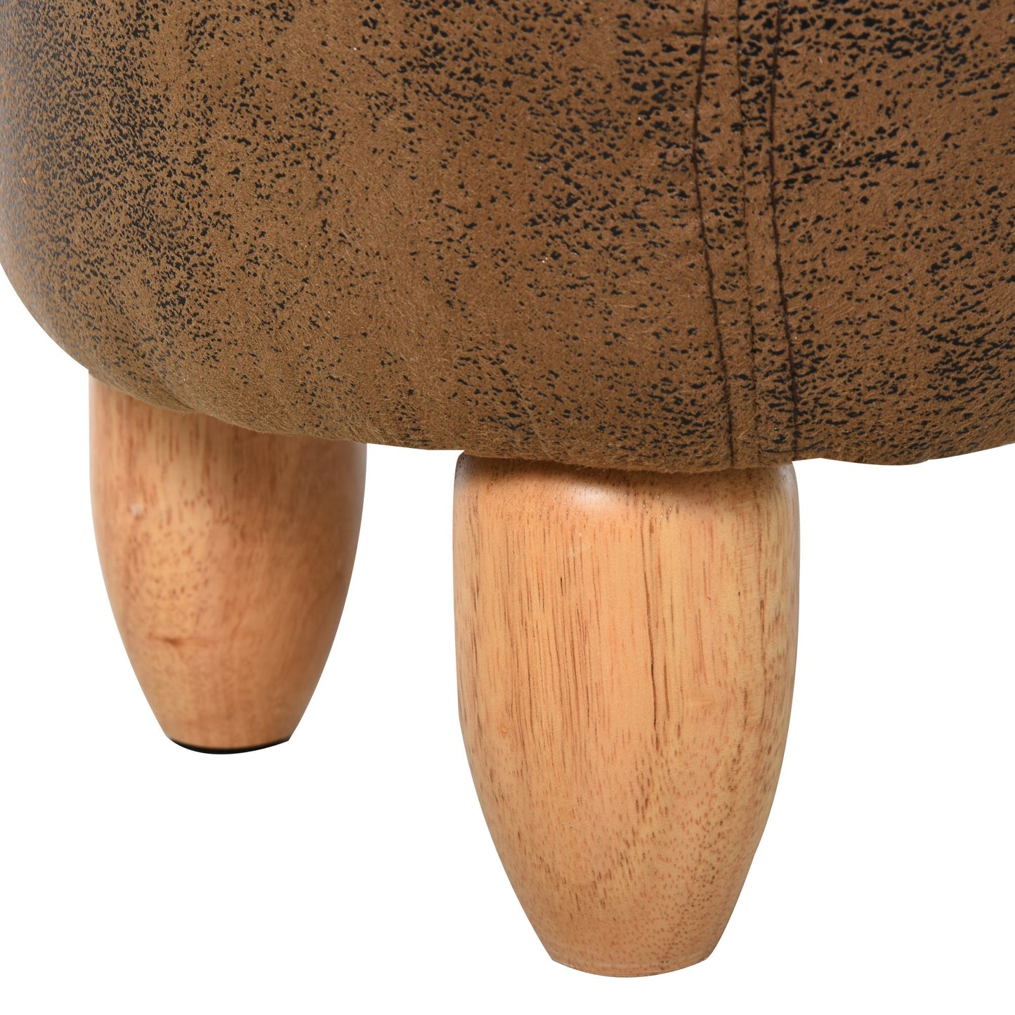 Buffalo Shaped Storage Ottoman, Modern Living Room Ottoman, Footstool, Wooden Frame, Padded Seat, 62x35x36cm, Brown