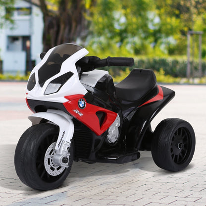 electric motorcycle for children max. 20kg with bmw license, 3 wheels, 6V rechargeable battery, red white, 66x37x44cm