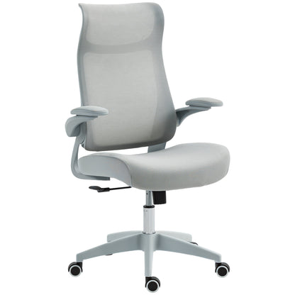 Ergonomic Office Chair with Adjustable Armrests, Mesh Backrest and Headrest, Grey