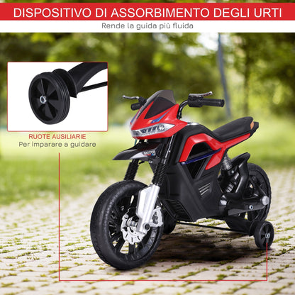Motorcycle Cross for children, realistic and safe electric motor with headlights and red and black music