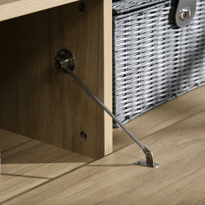 32"-65" TV Stand with Removable Shelf and Hinged Door Cabinet in MDF, 163x40x38 cm, Wood and Black