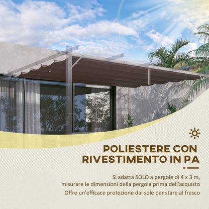 Pergola Gazebo Cover 4x3 m Breathable Polyester Coffee with 10 Drainage Holes (COVER ONLY)