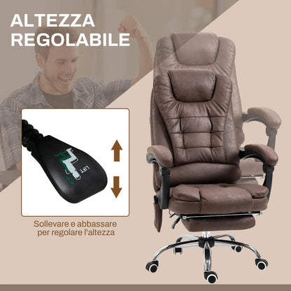 Office Chair Massage with Heat, Reclining and Adjustable Height, Brown