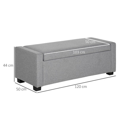 Fabric Bedside Bench with Storage Compartment, 120x50x44cm - Grey