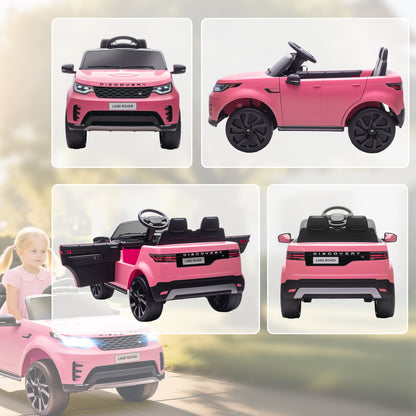 Electric Ride-On Toy Car for Kids, Land Rover License, with LED Headlights, Horn and Remote Control, 105x68.5x58 cm, Pink