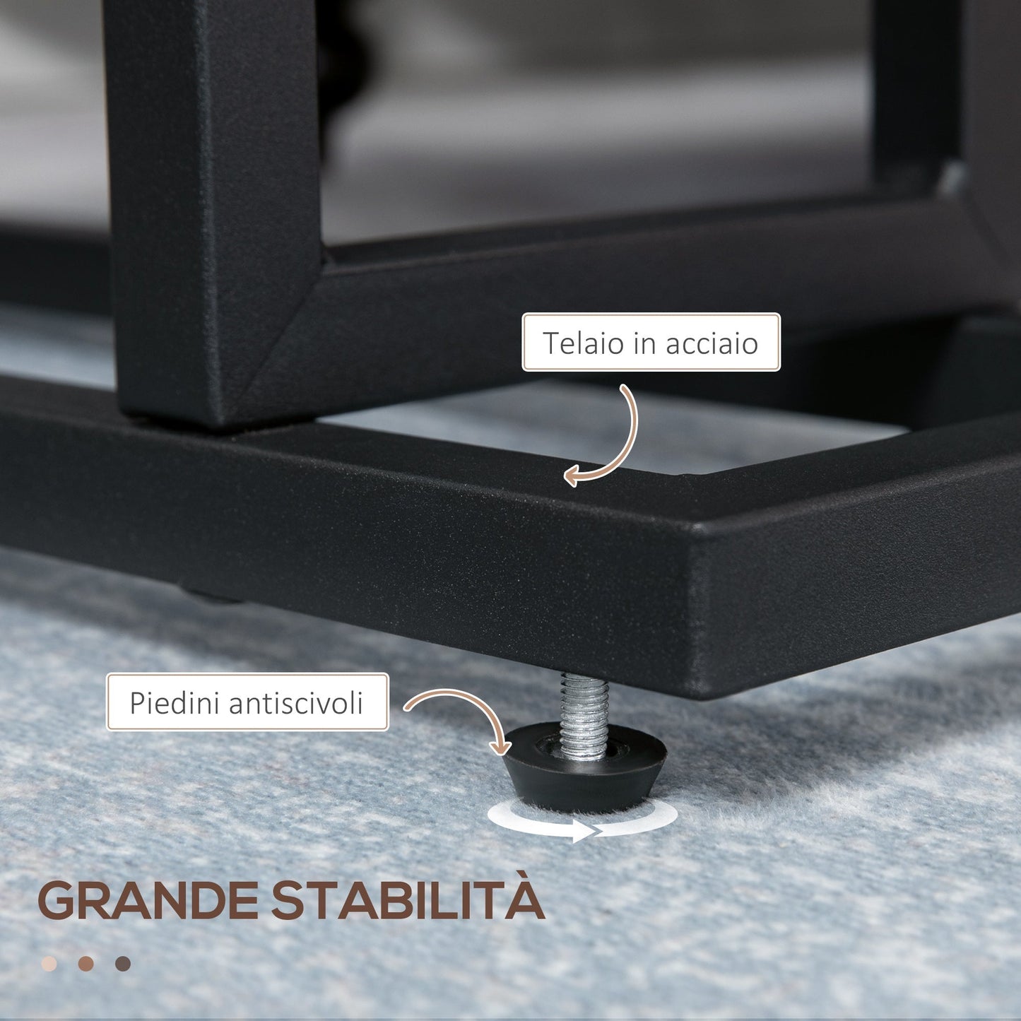 Chipboard and Steel Coffee Table with Oxford Fabric Storage Bag, 49x19x55 cm, Brown and Black