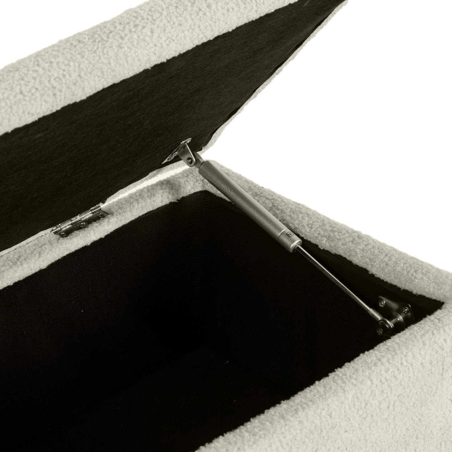 Bedside Bench with 47L Storage Compartment and Teddy Fabric Upholstery, 95x38x45 cm, Beige