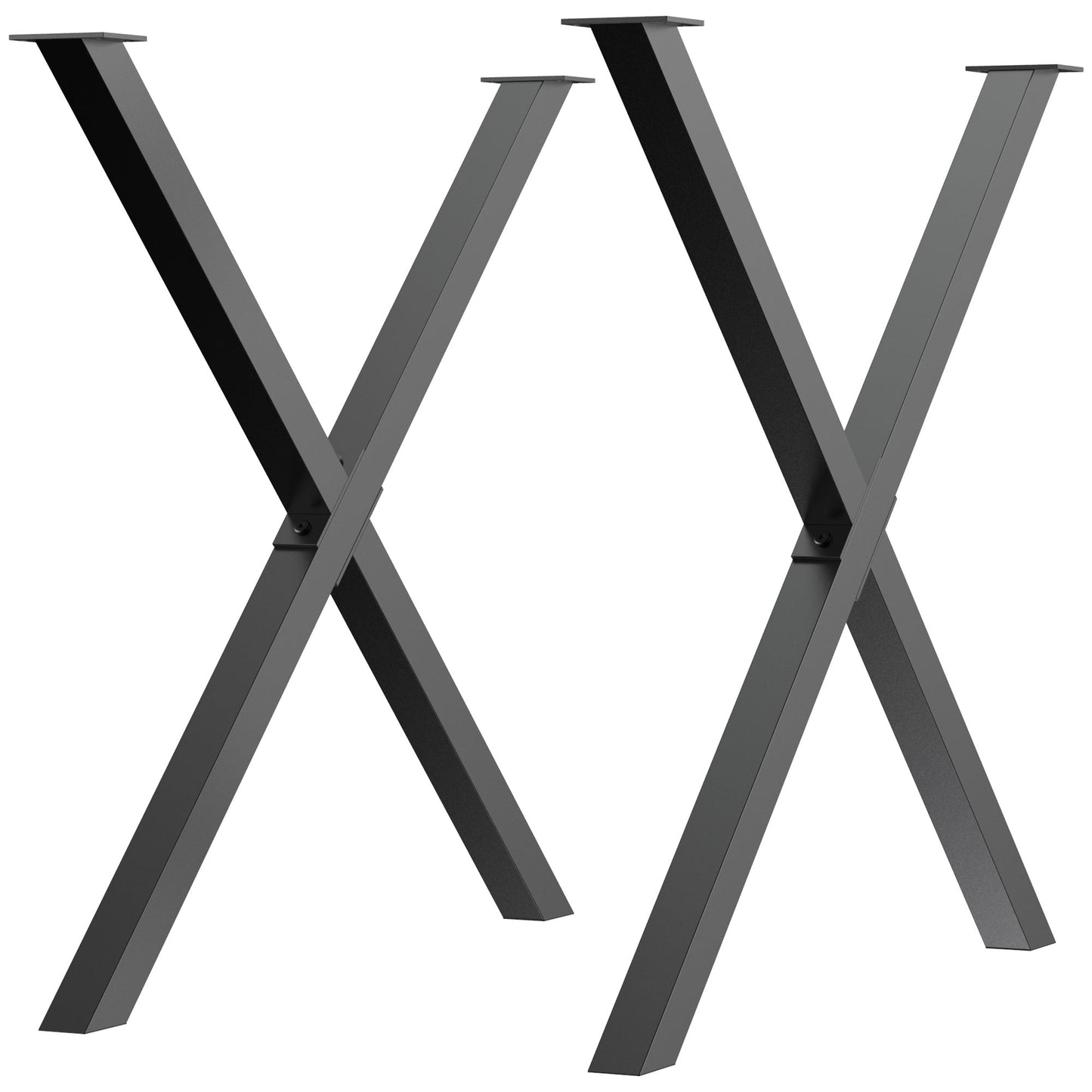 set 2 pieces legs steel table with x with 16 screws included, preferential legs with 4 holes, 80x4x72cm, black