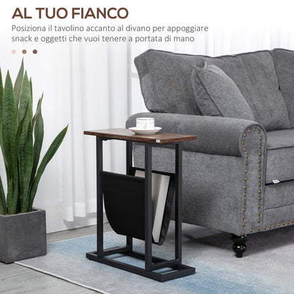 Chipboard and Steel Coffee Table with Oxford Fabric Storage Bag, 49x19x55 cm, Brown and Black