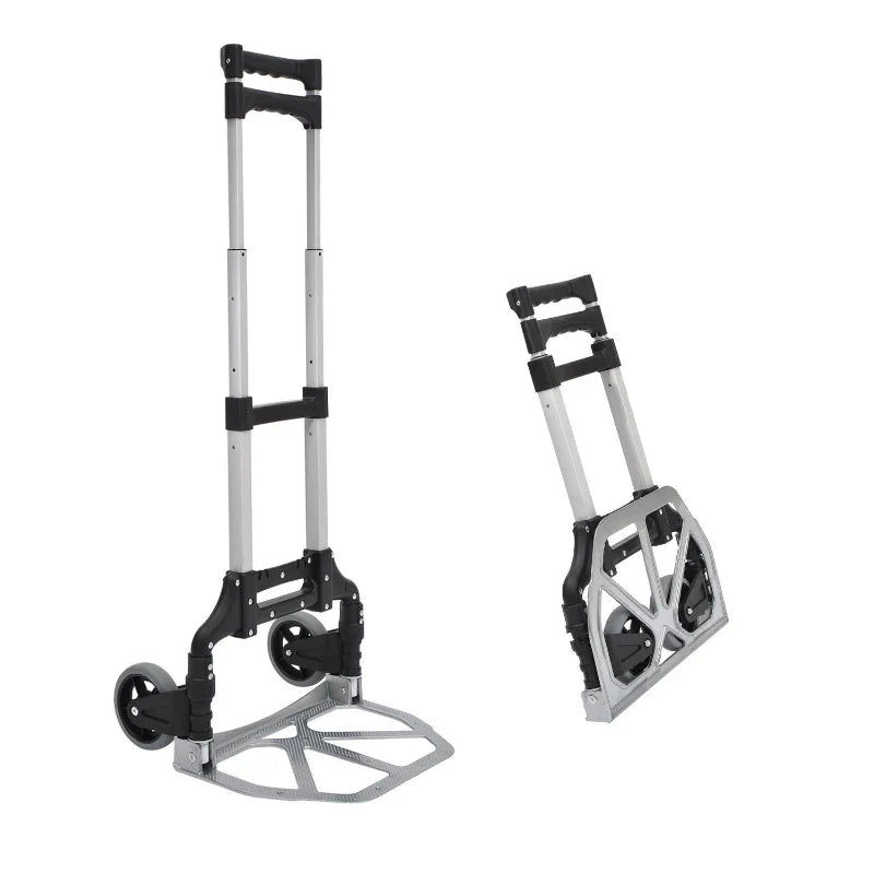 Folding Luggage Cart Max 70kg with Telescopic Handles and Adjustable Height, 41x38.5x100 cm, Silver
