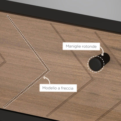 Modern Office Desk with 2 Drawers, Steel and MDF, 106x50x77 cm, Black and Oak