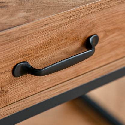 Modern Industrial Style Metal and MDF Desk, Shelves and Drawer for Home and Office, 120x60x76cm Black and Brown