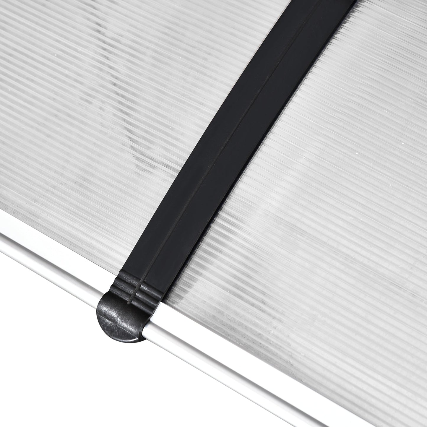 Curved Outdoor Canopy with Screws and Bolts Included, in Polycarbonate, PP and Aluminum, 122x89x24 cm