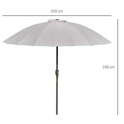 Garden and Terrace Umbrella 2.5x2.5 m with Crank and 18 Ribs and Tiltable, Grey