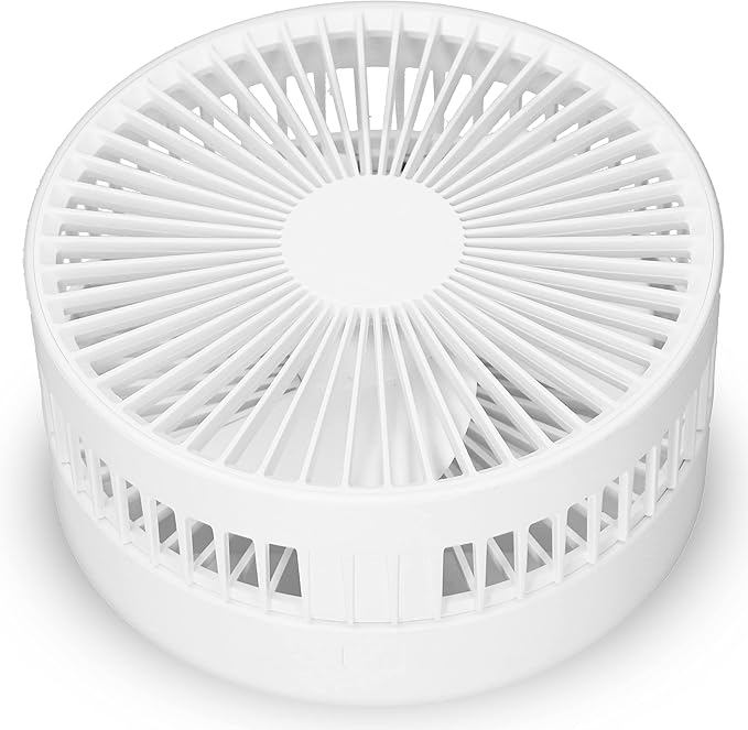 20cm Stand Fan, Plastic Blades, 2-in-1 Table & Tripod fan, Adjustable Height, Foldable, 7200mAh Li-Ion battery, White