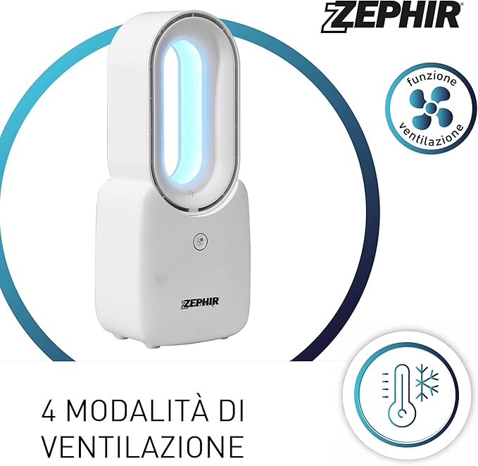 30cm, desk fan, bladeless, led 7 colors, rechargeable, Zephir PGL23