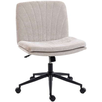 Adjustable Office Chair, Tilting and Swivel, Chenille Fabric and Steel, 62x67x83-93 cm, Beige